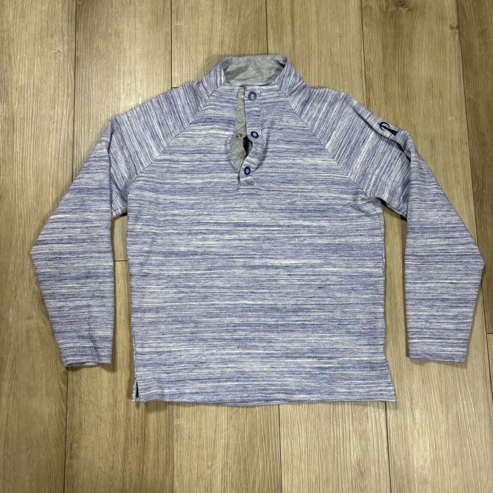 Johnnie-O Fanning Mens Small S‎ Henley Pullover Lake Blue Snap Raglan Coastal